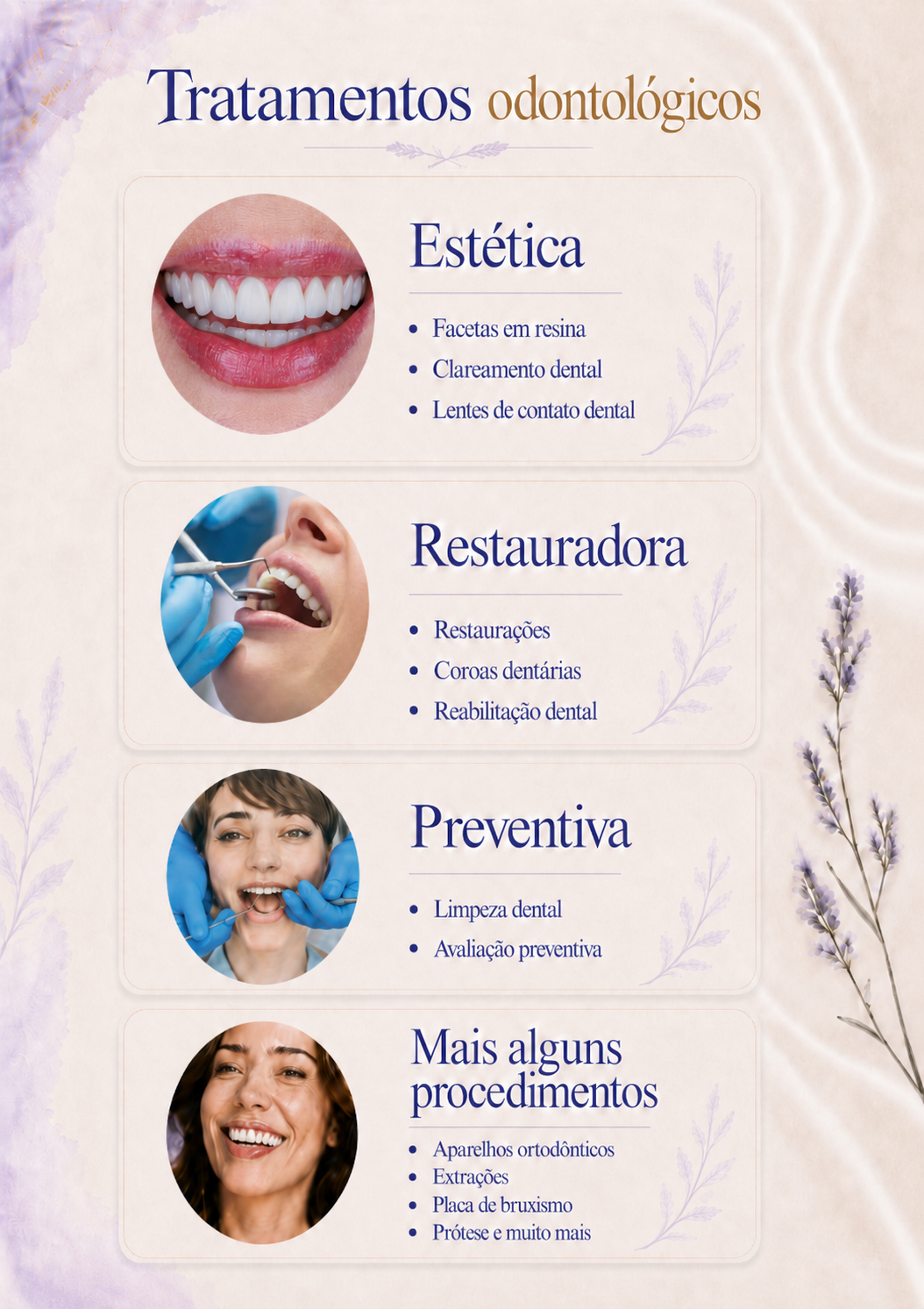 Tratamentos odontológicos da Lavíe no mobile