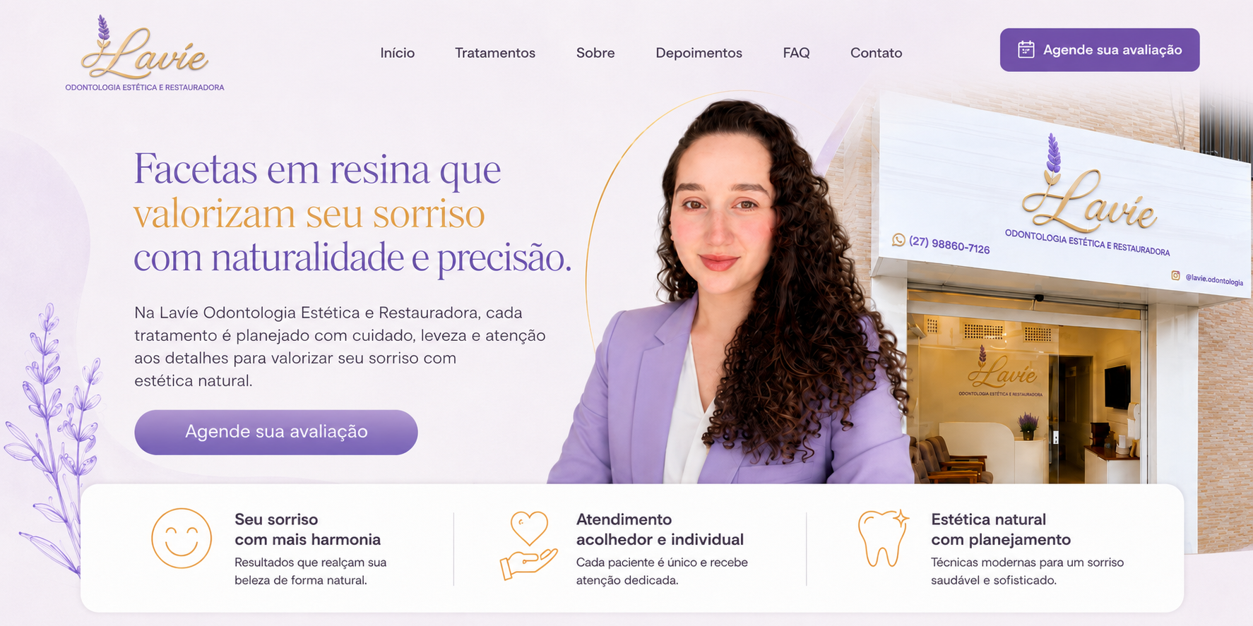 Facetas em resina na Lavíe Odontologia Estética e Restauradora